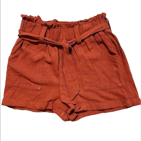 Aeropostale Paper Bag Style Shorts Brick Color - Picture 1 of 8